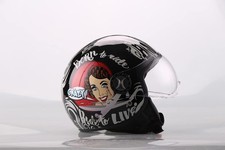 CASCO AL DESIGN DEMI JET CON VISIERA ELICOTTERISTA CRAZY PIN UP NERO