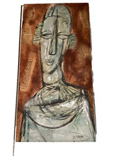 Dipinto olio originale quadro mediorientale su tela firmato 24”X12”