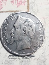 FRANCIA 5 FRANCHI 1868 ARGENTO 900/1000 NAPOLEONE III ( 1852 - 1870 )