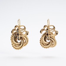 Orecchini donna a torchon stile antico borbonico dorati 14 KT gioiello italiano 