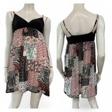 LIPSY Vestito abito nero bianco rosa fantasia floreale multicolore Tg IT 42