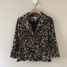 Giacca blazer Alberto Makali vintage stampa leopardo maglia bottoni tasche finte L