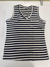 MISS MOLY Maglietta da donna con scollo a V a righe senza maniche con tasche sul