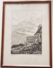 Incisione all’acquaforte Napoli da San Martino di A. Carminati 1924 con cornice