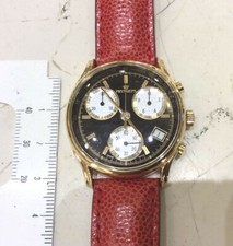 Pryngeps Crono quarzo orologio nuovo mm 35 laminato oro cinturino pelle rosso