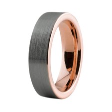 Anello Spazzola Tungsteno 6mm Con Placcato Oro Rosa Alta Qualità E Comfort Fit