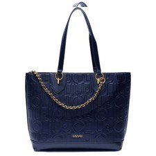 LIU-JO BORSA DONNA LIU JO SHOPPING BAG LOGO EMBOSSED E CATENA DRESS BLUE AA5197 