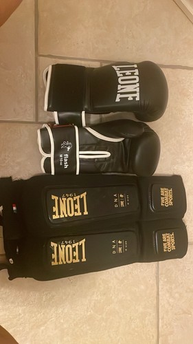 Leone set boxe guantoni neri - set,