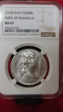 1995 ITALY SILVER 5000 LIRE