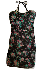 Vestito donna mini abito tulle floreale sfondo nero, taglia EU 38