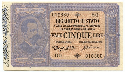 Lire biglietto stato - lire, di