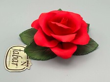 Fabar Napoli Capodimonte Ornamento Fiore Rosa Rossa.