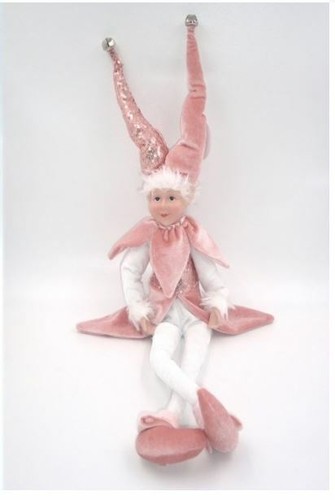 Elfo rosa jolly seduto natale - seduto,