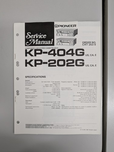 Pioneer 404g 202g - kp-404g, /202g