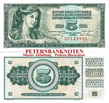 Jugoslawien / Yugoslavia 5 Dinara 1968 Unc. P. 81b  699#