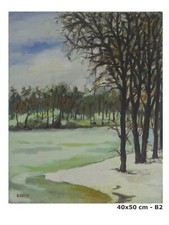 VECCHIO QUADRO FIRMATO BERT PITTORE PIEMONTESE PAESAGGIO CAMPAGNA PIEMONTE B2