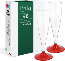 Perla - 48 Flute Plastica - Calici Plastica Rigida 120Ml - Bicchieri Da Champagn