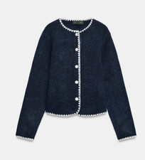 CONTRAST EMBROIDERY CARDIGAN