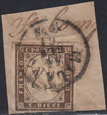 Sardegna IV emissione c. 10 bruno olivastro scuro I tavola 1860 usato (14Bd).