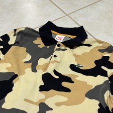 Polo Lacoste L!VE uomo media deserto mimetica nero marrone cotone PH2640