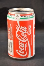 COCA COLA LATTINA VINTAGE ITALIA 90 VUOTA CONCORSO STRAPPA E VINCI COCA 33CL