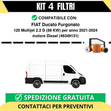 Kit 4 Filtri Tagliando per FIAT Ducato Furgonato 120 Multijet 2.2 D 88 kw Die...