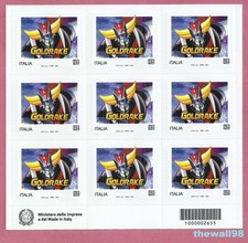 ITALIA 2025   Goldrake  FOGLIETTO con 9 RANCOBOLLI  B50gr con CODICE A BARRE