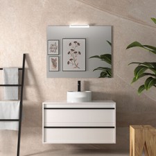 MOBILE BAGNO SOSPESO 2 CASSETTI LAVABO SPECCHIO LED 100 CM ATTILA LISBOA BIANCO
