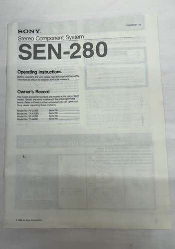 Sony sen 280 1988 stereo - sen-280,