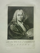 stampa Antica Ritratto del pittore Domenico Ferretti Pazzi