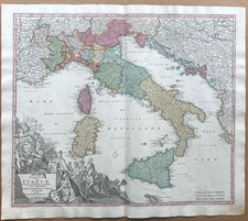 Mappa antica originale Homann 1720 ca. – “Status Italiae” – Carta dell’Italia 