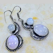 A orecchini argento 925 bellissima pietra di luna reimbow moonstone e opale rosa