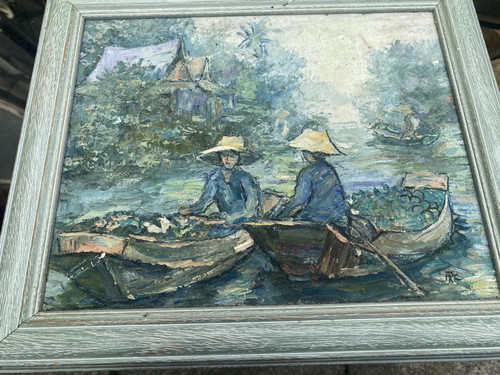 Quadro olio tavola vintage - quadro,