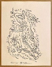 Disegno a inchiostro Andre Masson, con firma, figure surreali