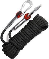 10mm Corde da Arrampicata su Roccia 35FT Corda di Sicurezza Statica da Esterno con Moschettone Perno...