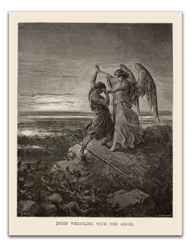 Gustave dore jacob wrestling - jacob,