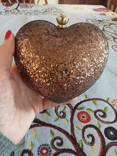 Clutch cuore glitter - clutch, bronzo