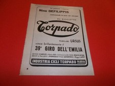 PUBBLICITA 1955 GIRO DELL'EMILIA NINO DEFILIPPIS BICI TORPADO TUBOLARI URSUS