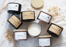 Candela 8 oz - nastro e testo