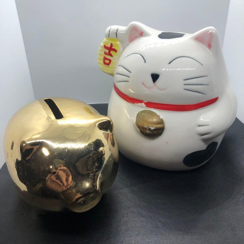 Coppia salvadanaio maneki neko - salvadanaio,