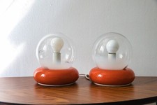 Set 2 rare lampade da tavolo globo TARGETTI SANKEY arancione TEMPTATION Space Age anni 70