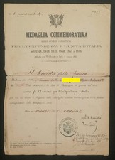Regno - Diploma Medaglia Guerre per l'Indipendenza e l'Unità d'Italia - 1866