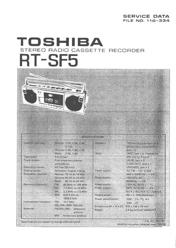 Toshiba sf5 - rt-sf5, rt