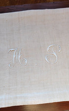 Antico Telo Rustico Misto Canapa-Lino Iniziali MP Lenzuolo Letto Piazza e Mezza