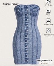 Abito tubino stampa denim