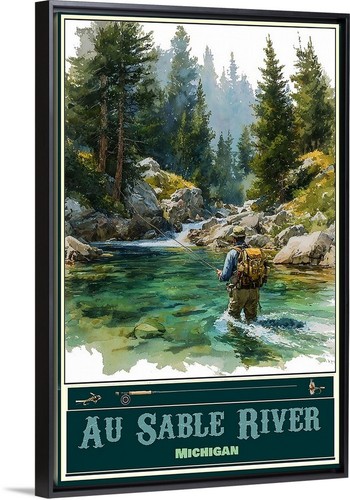 Poster viaggio pesca - , fiume