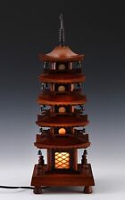 Lampada PAGODA giapponese vecchia figura vintage in legno CINQUE PIANI 五重塔
