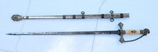 Antique Knights Templar Masonic Ceremonial Sword w/ Scabbard Chain - Free Ship
