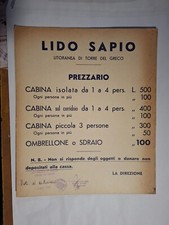 LOCANDINA PREZZARIO SPIAGGIA LIDO SAPIO TORRE DEL GRECO