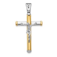 14K Two-tone Polished Crucifix